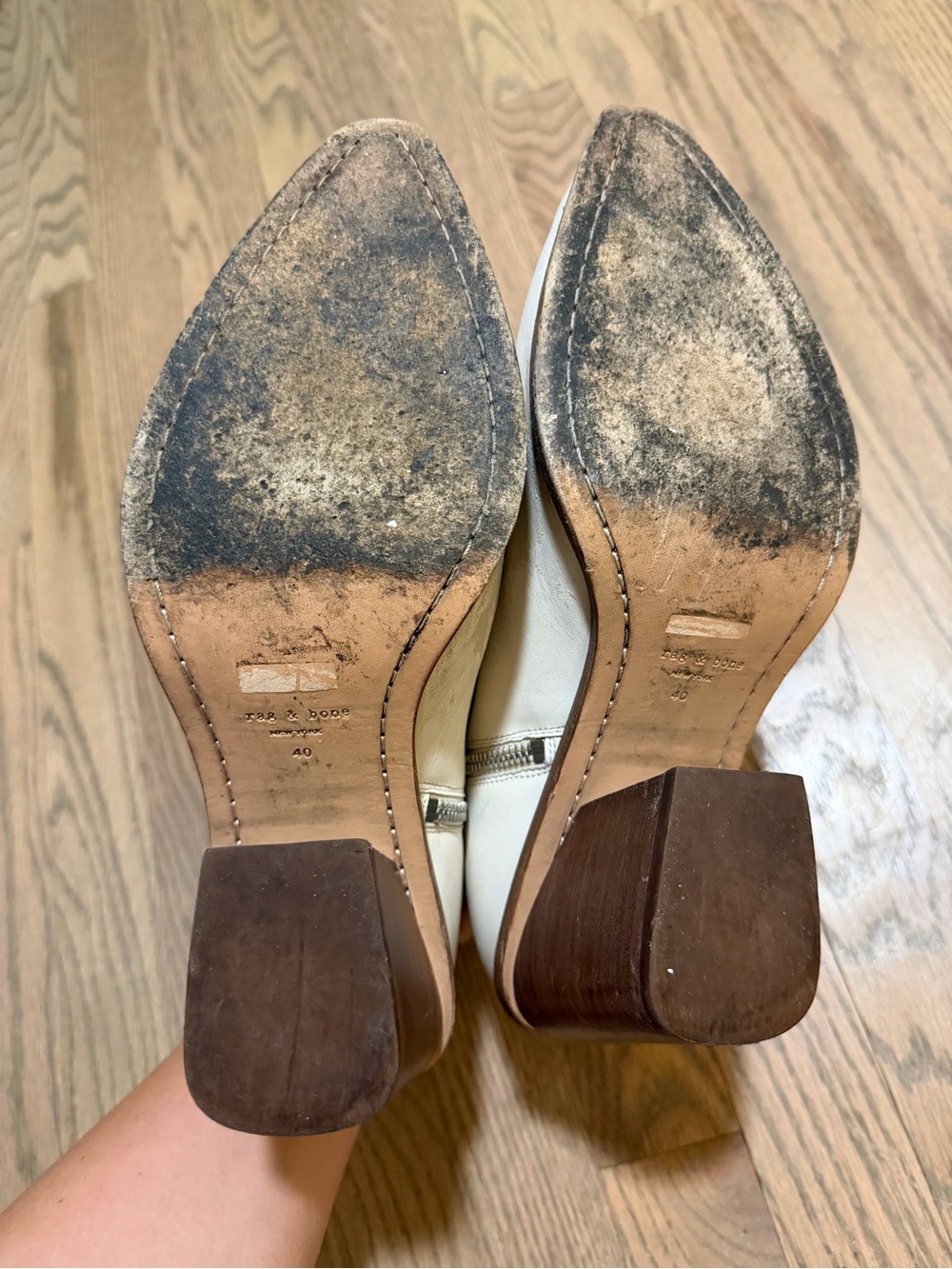 rag & bone White Leather Pointed Ankle Booties - Picture 5 of 5